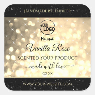 Luxury Gold Sparkling Glitter Logo Product Labels