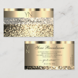 Luxury Gold Sparkling Glitter with Monogram Golden Business Card