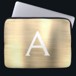 Luxury Gold Stainless Steel Monogram Laptop Sleeve<br><div class="desc">Luxury Gold Faux Stainless Steel Elegant Monogram Sleeve. This sleeve can be customized to include your initial and first name.</div>