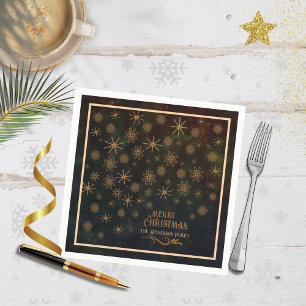 Luxury Gold Star & Snowflake Christmas Dinner Napkin