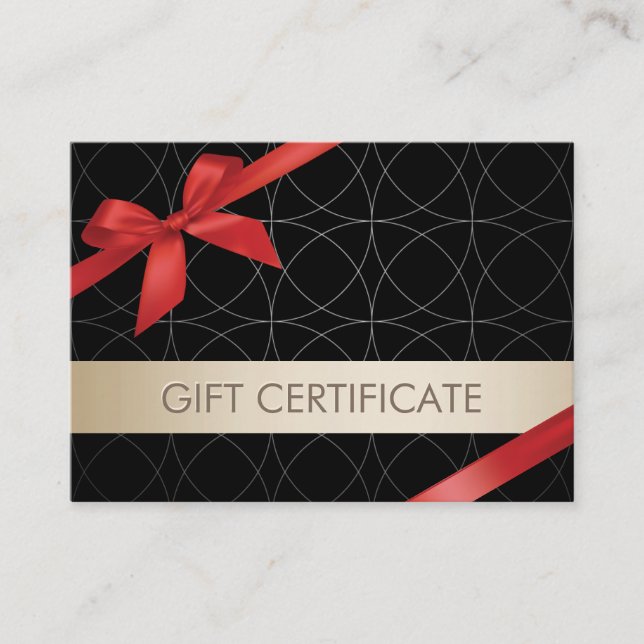 Luxury Gold Stripe Red Ribbon Gift Certificate (Front)