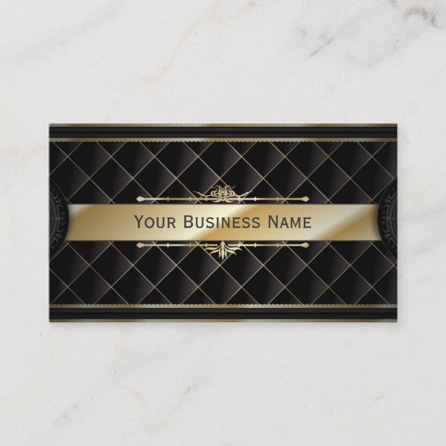 Luxury Gold Striped Diamond Pattern Business card (Front)