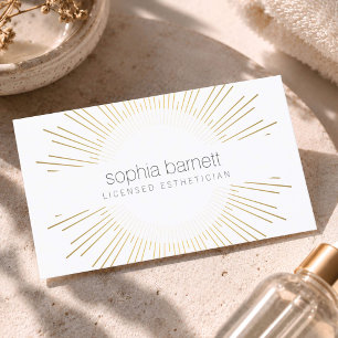 Luxury Gold Sunburst Aesthetician Logo Business Card