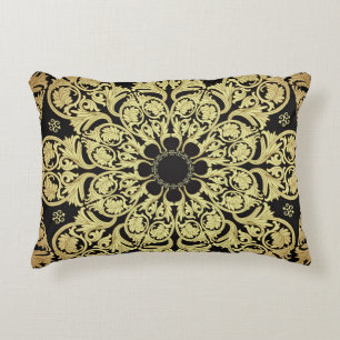 Luxury Gold Swirls Floral Background Accent Pillow
