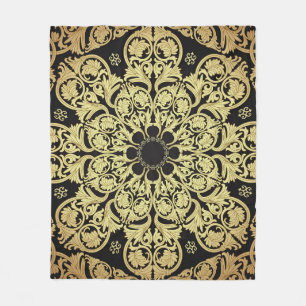 Luxury Gold Swirls Floral Background Fleece Blanket