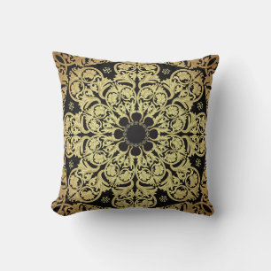 Luxury Gold Swirls Floral Background Throw Pillow