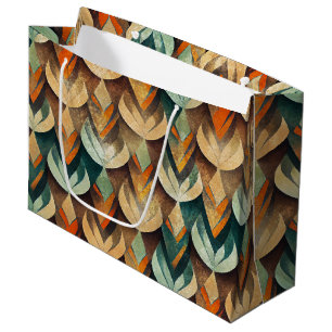 Luxury Gold Teal Art Deco Abstract Pattern Large Gift Bag