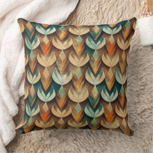Luxury Gold Teal Art Deco Abstract Pattern Throw Pillow