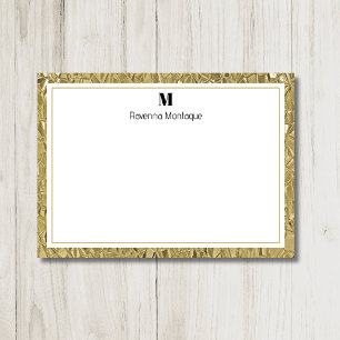 Luxury Gold Texture Border Black Monogram Script Card