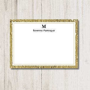 Luxury Gold Texture Border Black Monogram Script Card