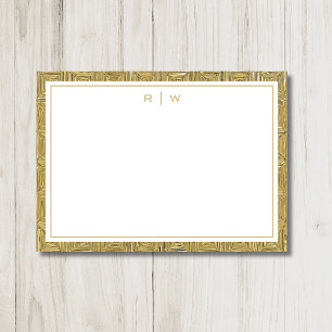 Luxury Gold Texture Border Simple Initial Script Card