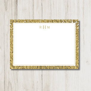 Luxury Gold Texture Two Border Three Monogram Card