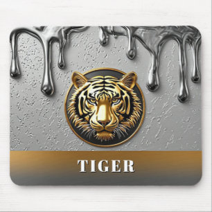 Luxury Gold Tiger Emblem Design 🐯 Mouse Pad