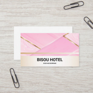 Luxury Gold Trim   Pink Marble Business Card