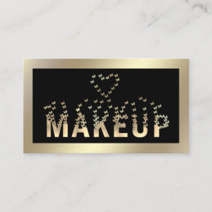 Luxury gold typography  butterflies makeup logo business card