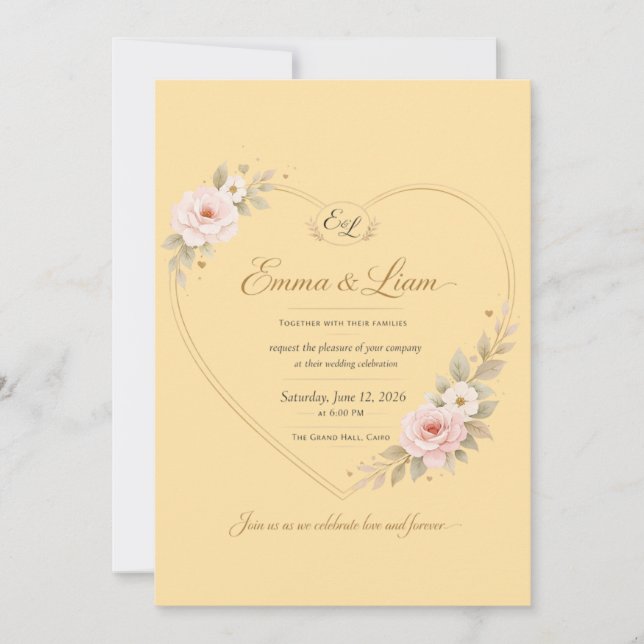 Luxury Gold Wave Wedding Invitation | Elegant Mode (Front)