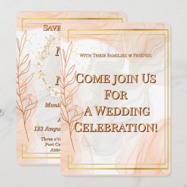 Luxury Gold Wedding Invitation (Front/Back)