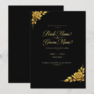 Luxury Gold Wedding Invitation Elegant Black & G