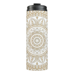 Luxury gold white Mandala reminding of Meditation Thermal Tumbler