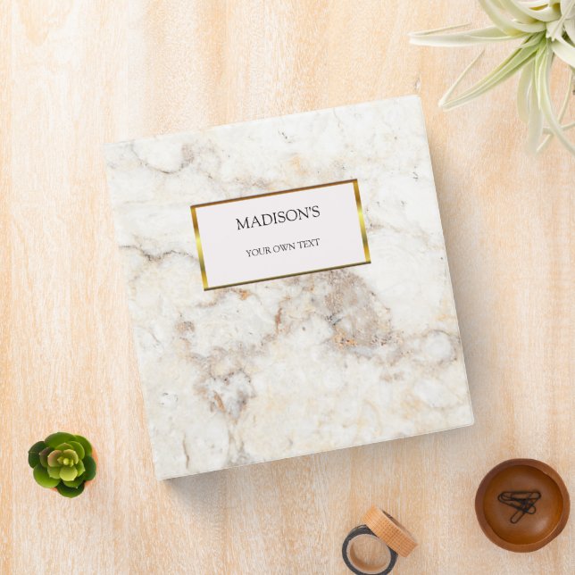 Luxury gold & white marble stone personal binder (In Situ)