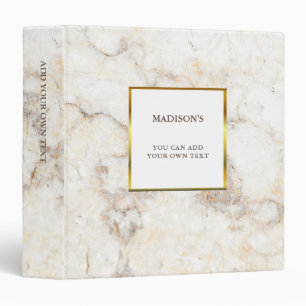 Luxury gold & white marble stone personal binder