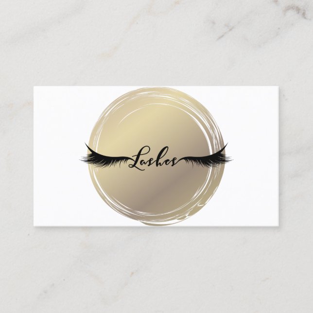 Luxury Gold & White Modern Glam LASHES Business Card (Front)