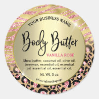 Luxury Gold Zebra Leopard Print Body Butter Labels