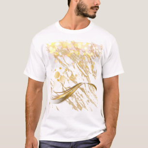 Luxury Golden Abstract Wave & Bokeh Lights T-Shirt