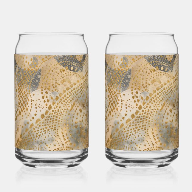 Luxury Golden Black Pattern, Modern , Can Glass (Recto)