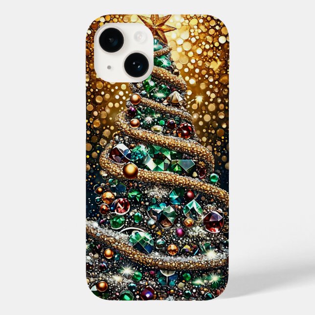 Luxury Golden Christmas Tree Premium Festive Case-Mate iPhone Case (Back)