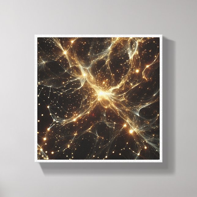 Luxury Golden Cosmic Network - Abstract Galaxy Neu Canvas Print (Front)