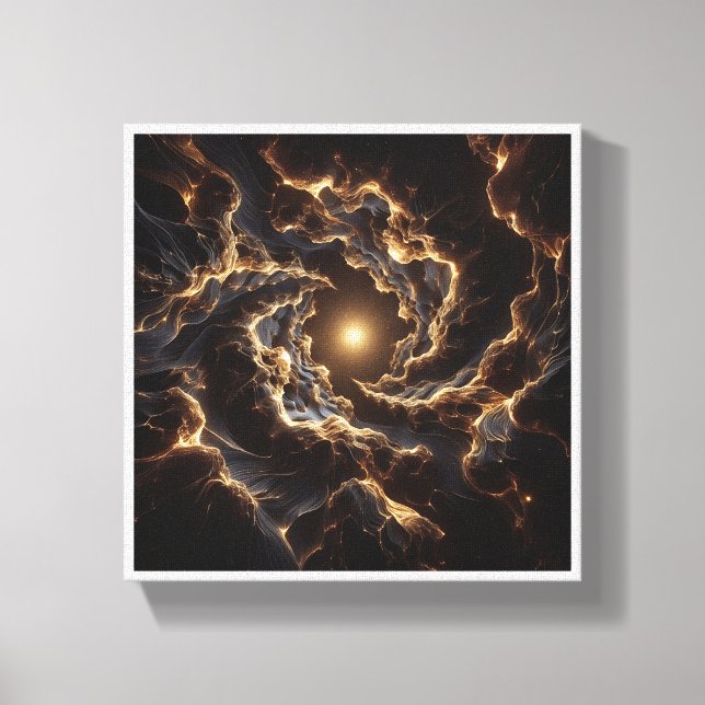 Luxury Golden Cosmic Vortex - Abstract Deep Space  Canvas Print (Front)