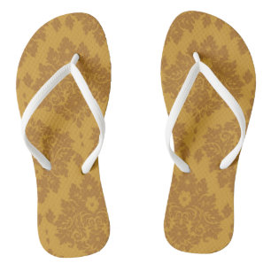 Luxury Golden Damask Flip Flops
