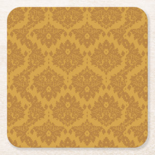 Luxury Golden Damask Square Paper Coaster