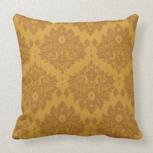 Luxury Golden Damask Throw Pillow