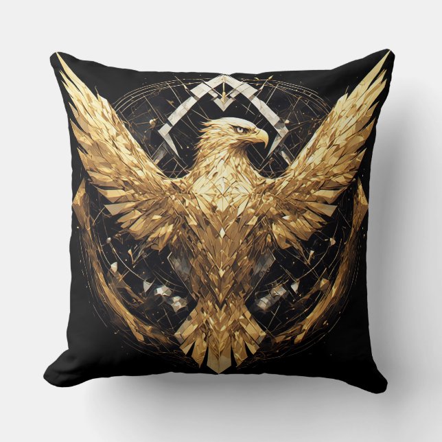 Luxury Golden Eagle Elegant Home Decor Throw Pillow (Front)