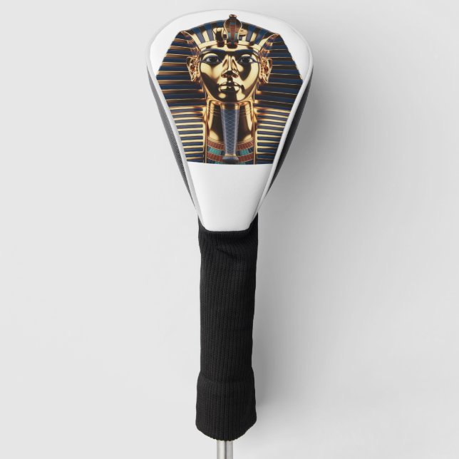 Luxury Golden Egyptian Mask Artwork Golf Head Cover (Front)