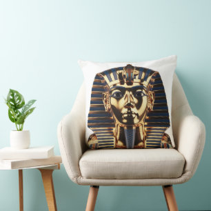 Luxury Golden Egyptian Mask Artwork Throw Pillow