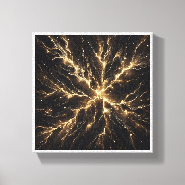 Luxury Golden Energy Burst - Abstract Electric Neu Canvas Print (Front)