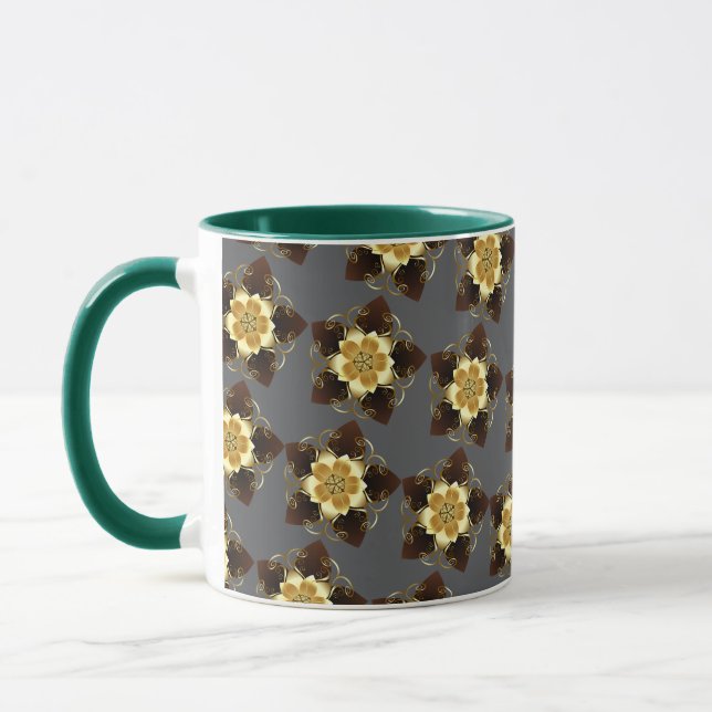 Luxury Golden Floral Mandala Ornamental Design Mug (Left)