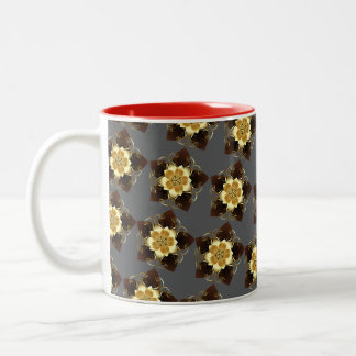 Luxury Golden Floral Mandala Ornamental Design Two-Tone Coffee Mug