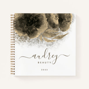 Luxury Golden Floral Signature Monogrammed Notebook