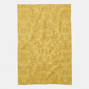 Luxury Golden Floral Wallpaper Kitchen Towel