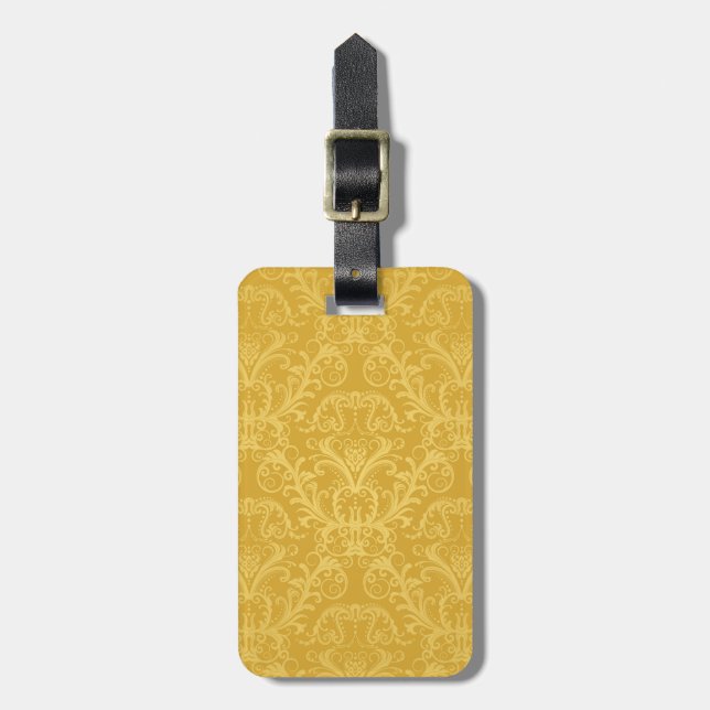Luxury Golden Floral Wallpaper Luggage Tag (Front Vertical)