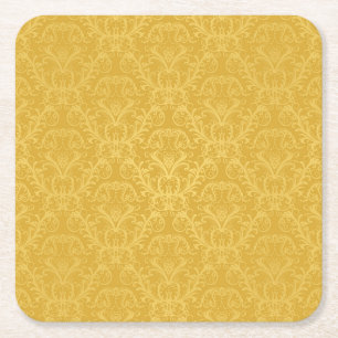 Luxury Golden Floral Wallpaper Square Paper Coaster