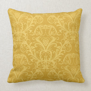 Luxury Golden Floral Wallpaper Throw Pillow