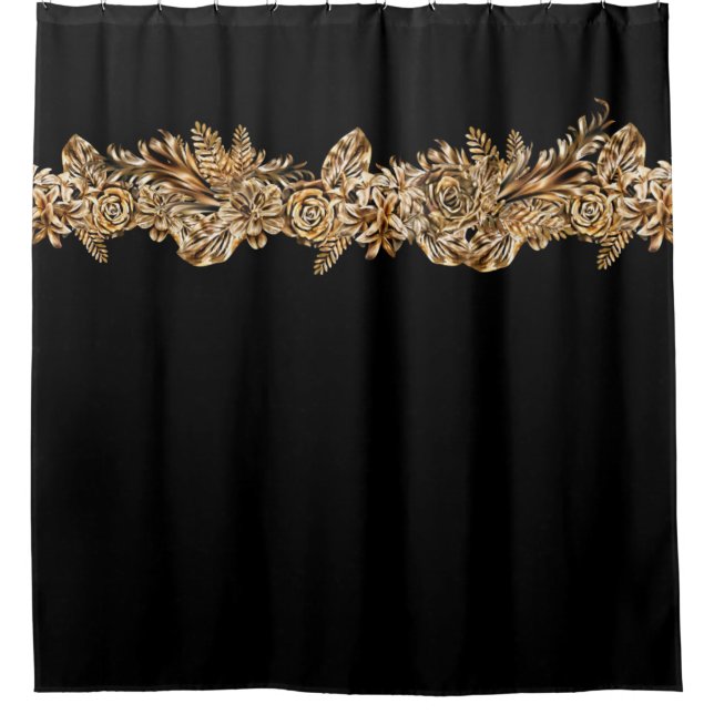    Luxury Golden Flowers Elegant Chic Classy Black (Front)
