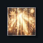 Luxury Golden Forest Wall Art - Enchanted Sunbeams<br><div class="desc">A captivating digital masterpiece capturing a sun-drenched enchanted forest where radiant sunbeams pierce through tall, dark trees. The air is filled with floating golden leaves, delicate feathers, and glowing geometric symbols, creating a dreamlike and majestic atmosphere. This piece is perfect for adding a touch of wonder and elegance to a...</div>
