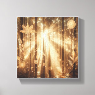Luxury Golden Forest Wall Art - Enchanted Sunbeams