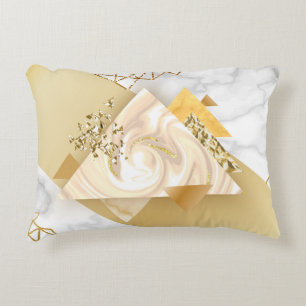 Luxury golden geometric with marble seamless patte accent pillow